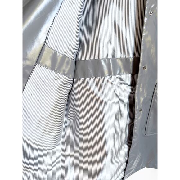 NWT Jane Post Detachable-Hood Funnel-Collar Slicker Rain Coat Gray Medium - Picture 5 of 6